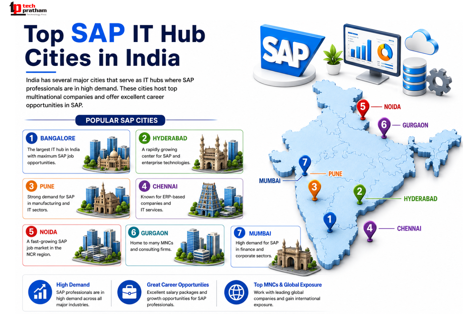 Top SAP IT Hub Cities in India